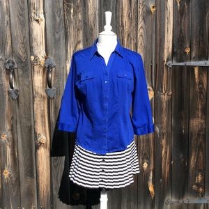 Dress Barn Royal Blue 3/4 Sleeve Shirt